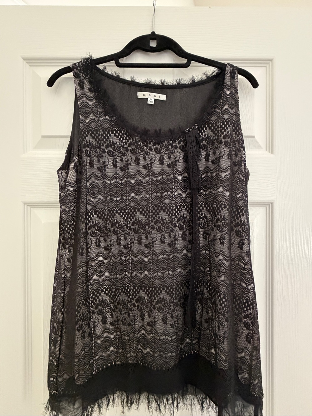 CAbi Black Lace Overlay Sleeveless Camisole